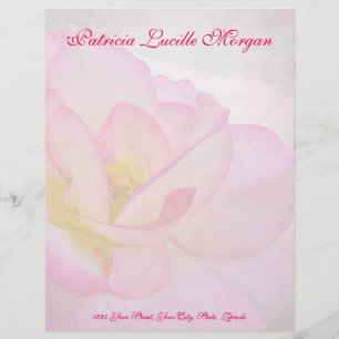 Pink Victorian Rose Letterhead Template