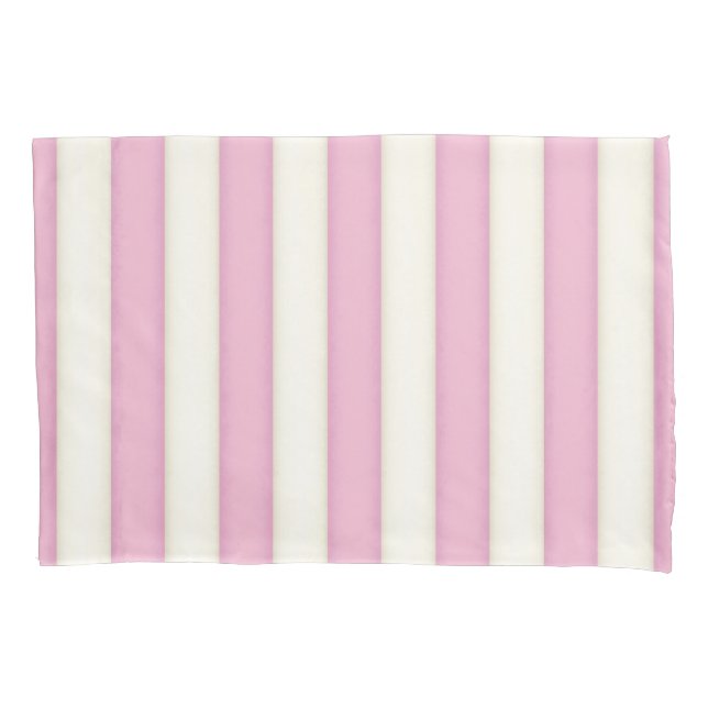 Pink Victorian Stripes Cottage Style Pillowcase (Front)