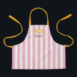 Pink Victorian Stripes Personalised Name Princess Apron<br><div class="desc">This design for fairytale princesses has delicately shaded pink and cream stripes and a personalised with a name under a gold crown. Personalised items are great for multi-child households to teach kids organisation and to respect one another's belongings. Look for this apron in multiple sizes and matching princess princess themed...</div>
