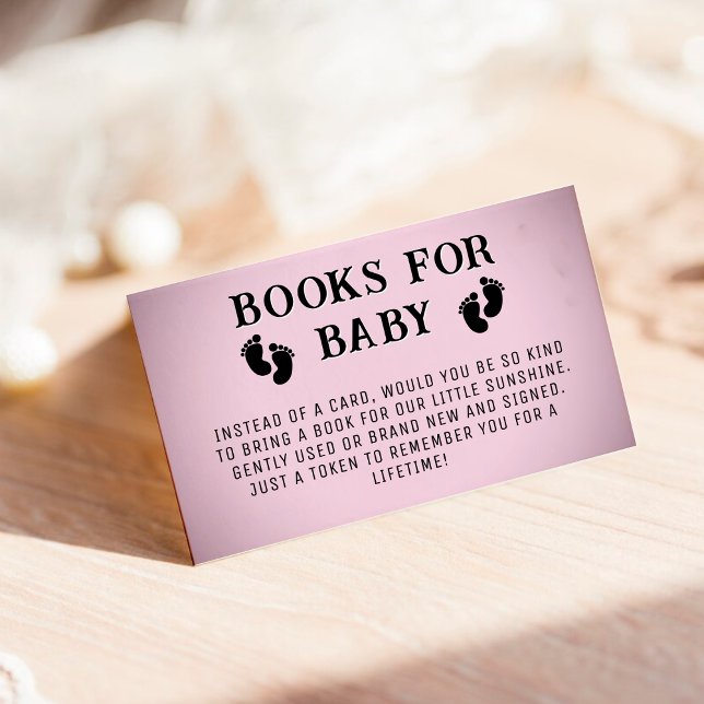 Pink Vignette Footprint Books for Baby Shower Enclosure Card (Pink Vignette Footprint Books for Baby Shower Enclosure Card)