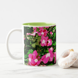 Pink Vinca Flower Two-Tone Coffee Mug