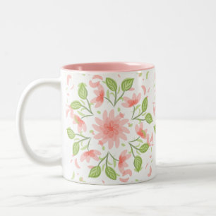 Pink vine Two-Tone coffee mug