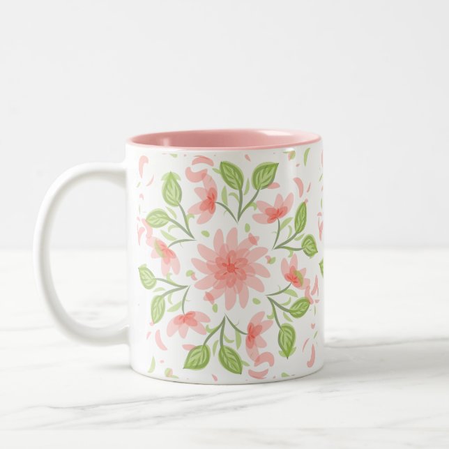 Pink vine Two-Tone coffee mug (Left)