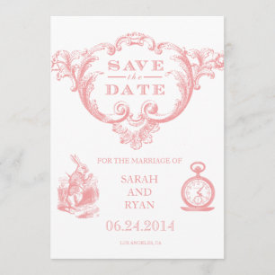 Pink Vintage Alice in Wonderland Save the Date