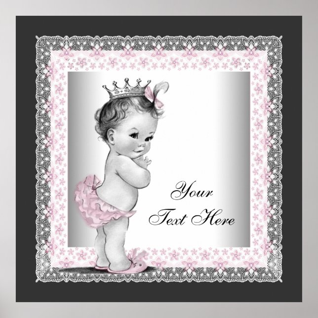 Pink Vintage Baby Girl Princess Poster (Front)