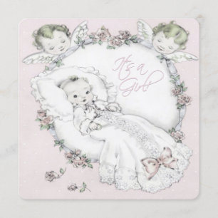 Pink Vintage Baby Girl Shower Invitation