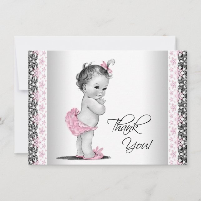 Pink Vintage Baby Girl Thank You (Front)