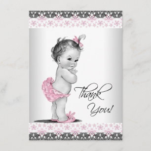 Pink Vintage Baby Girl Thank You