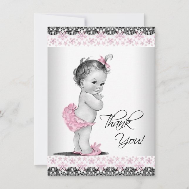 Pink Vintage Baby Girl Thank You (Front)