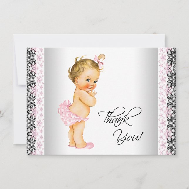 Pink Vintage Baby Girl Thank You (Front)