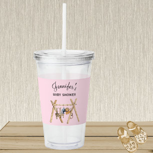 Pink & Vintage Baby Gym Toy, Baby Shower Acrylic Tumbler