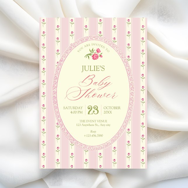Pink vintage baby shower invitation (Creator Uploaded)
