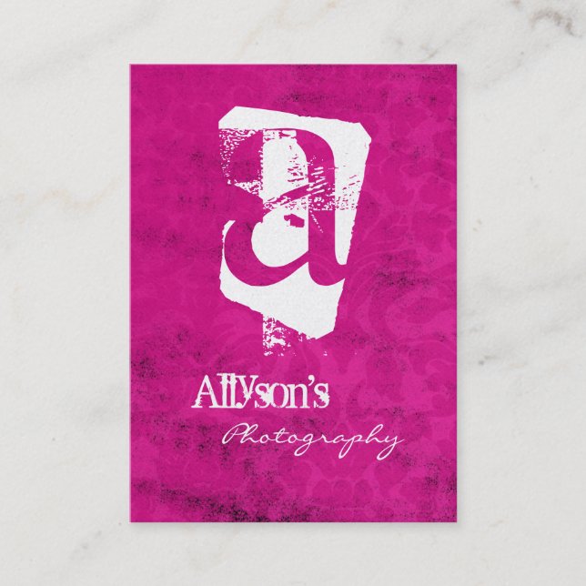 Pink Vintage Background Monogram Business Cards (Front)