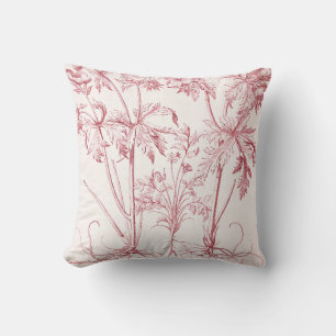 Pink Vintage Botanical Art Cushion