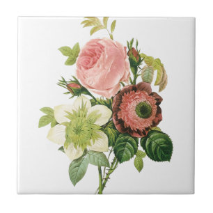 Pink Vintage Bouquet Ceramic Tile