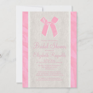 Pink Vintage Bow & Linen Bridal Shower Invitations