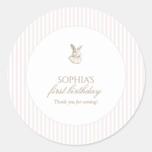 Pink Vintage Bunny Some Bunny Is Turning One  Classic Round Sticker