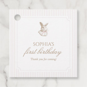 Pink Vintage Bunny Some Bunny Is Turning One Favour Tags