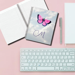 pink vintage butterfly& blue sky notebook