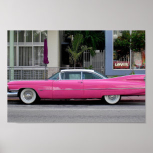 Pink Vintage Cadillac, Florida Poster