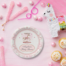 Pink Vintage Carousel- Baby Shower Dessert Plates