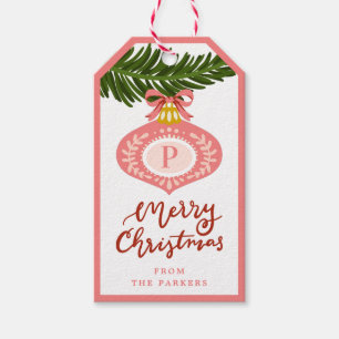 Pink Vintage Christmas Ornament Gift Tag