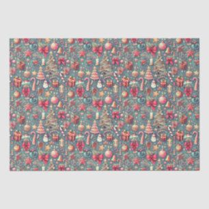Pink Vintage Christmas  Tissue Paper