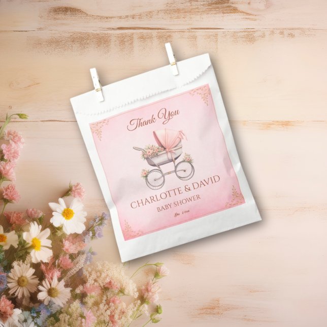 Pink Vintage Classic Girl Baby Shower Favour Bag (Creator Uploaded)