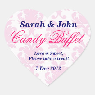 Pink Vintage damask Candy Buffet Sticker