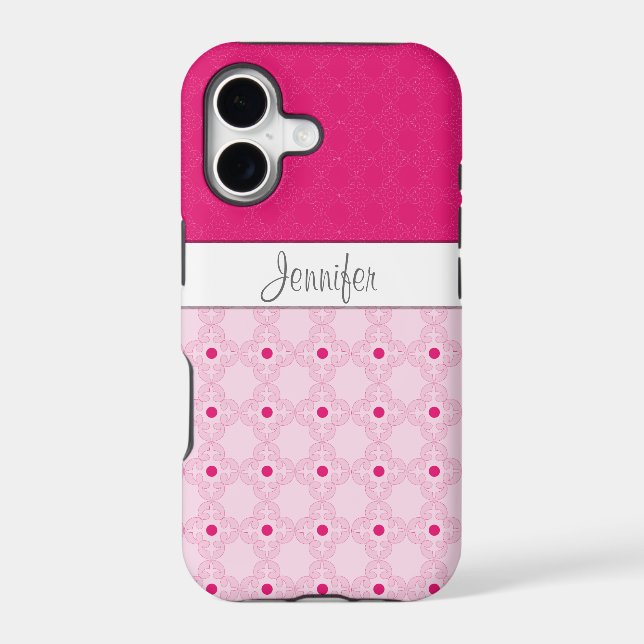 Pink Vintage Damask Pattern monogram iPhone 5 (Back)