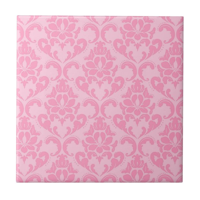 Pink Vintage Design Ceramic Tile (Front)