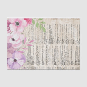 Pink Vintage Dictionary Decoupage Page Tissue Paper