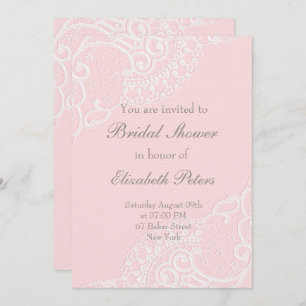 Pink Vintage Elegant Lace Wedding Bridal Shower Invitation