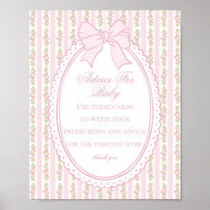 Pink Vintage Fancy Floral Advice for Baby Shower Poster