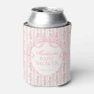 Pink Vintage Fancy Floral Baby Shower Favour Can Cooler