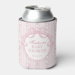 Pink Vintage Fancy Floral Baby Shower Favour Can Cooler