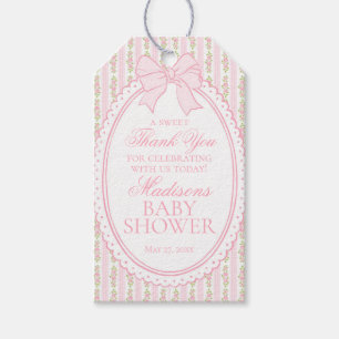 Pink Vintage Fancy Floral Baby Shower Favours Gift Tags
