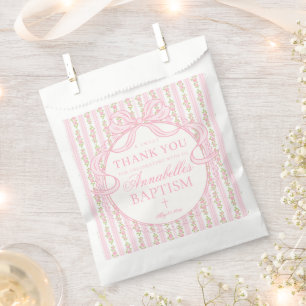 Pink  Vintage Fancy Floral Baptism Dessert Favour Bag
