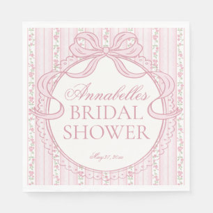 Pink Vintage Fancy Floral Bridal Shower Dessert Napkin