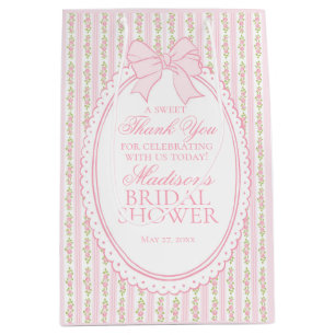 Pink Vintage Fancy Floral Bridal Shower Favors Medium Gift Bag