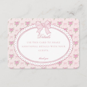 Pink Vintage Fancy Floral Details Card Invitation