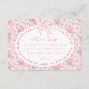 Pink Vintage Fancy Floral Share Recipe Enclosure Card