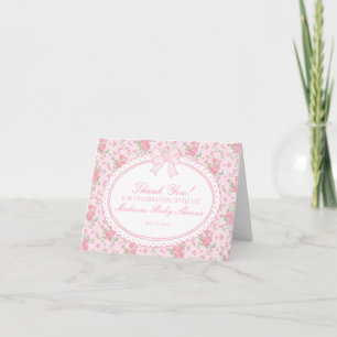 Pink Vintage Fancy Floral Thank You Card 