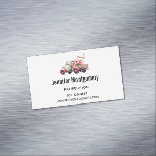 Pink Vintage Farmer's Truck Magnetic Business Card
