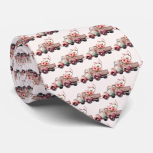 Pink Vintage Farmer's Truck Pattern Tie