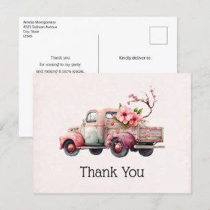 Pink Vintage Farmer's Truck Postcard