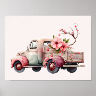 Pink Vintage Farmer's Truck Poster