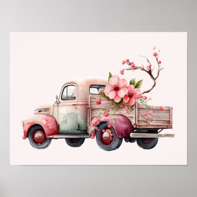 Pink Vintage Farmer's Truck Poster (Front)