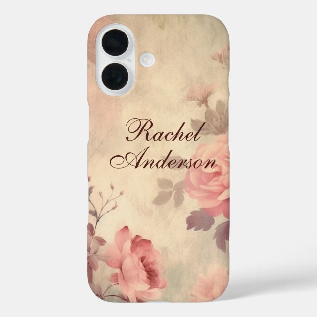 Pink Vintage Floral Case-Mate iPhone Case (Back)