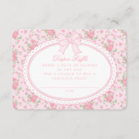 Pink Vintage Floral Diaper Raffle Invite Insert